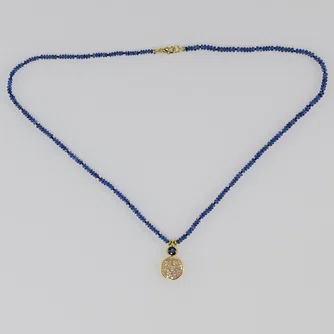 Fine Blue Sapphire beaded necklace with 18k gold,Diamonds